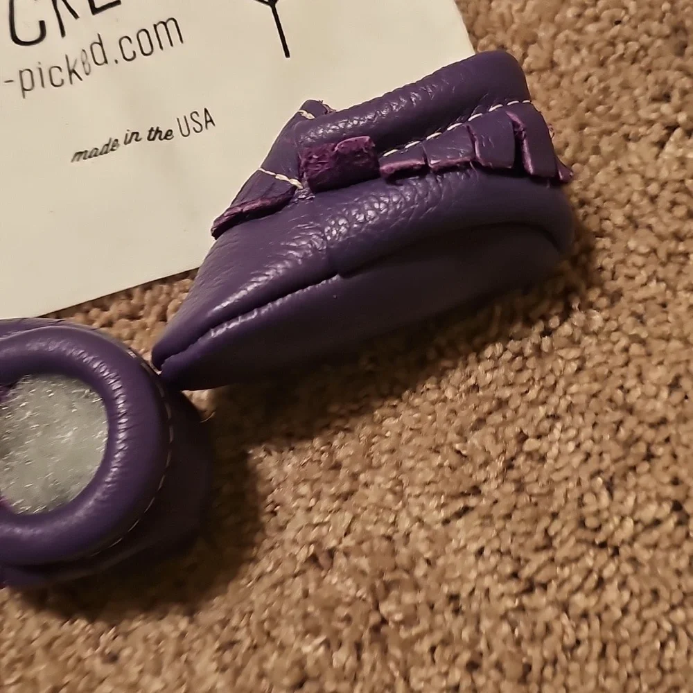 Freshly Picked Soft Leather Baby Moccasin Shoes Purple Size 2 6-12 M *K8*